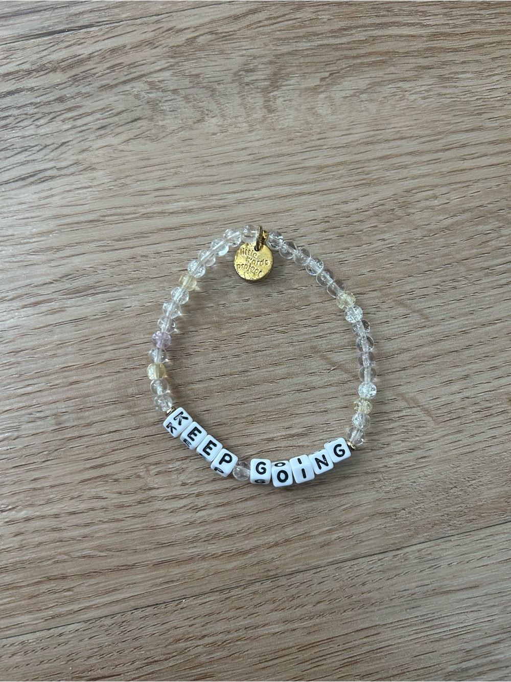 Little Words Project- Keep Going Beaded Bracelet in Clear/Gold -